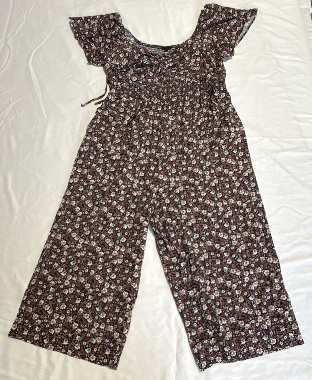 Torrid Size 1 Flutter Sleeve Wide-Leg Jumpsuit Floral Stretch Challis
